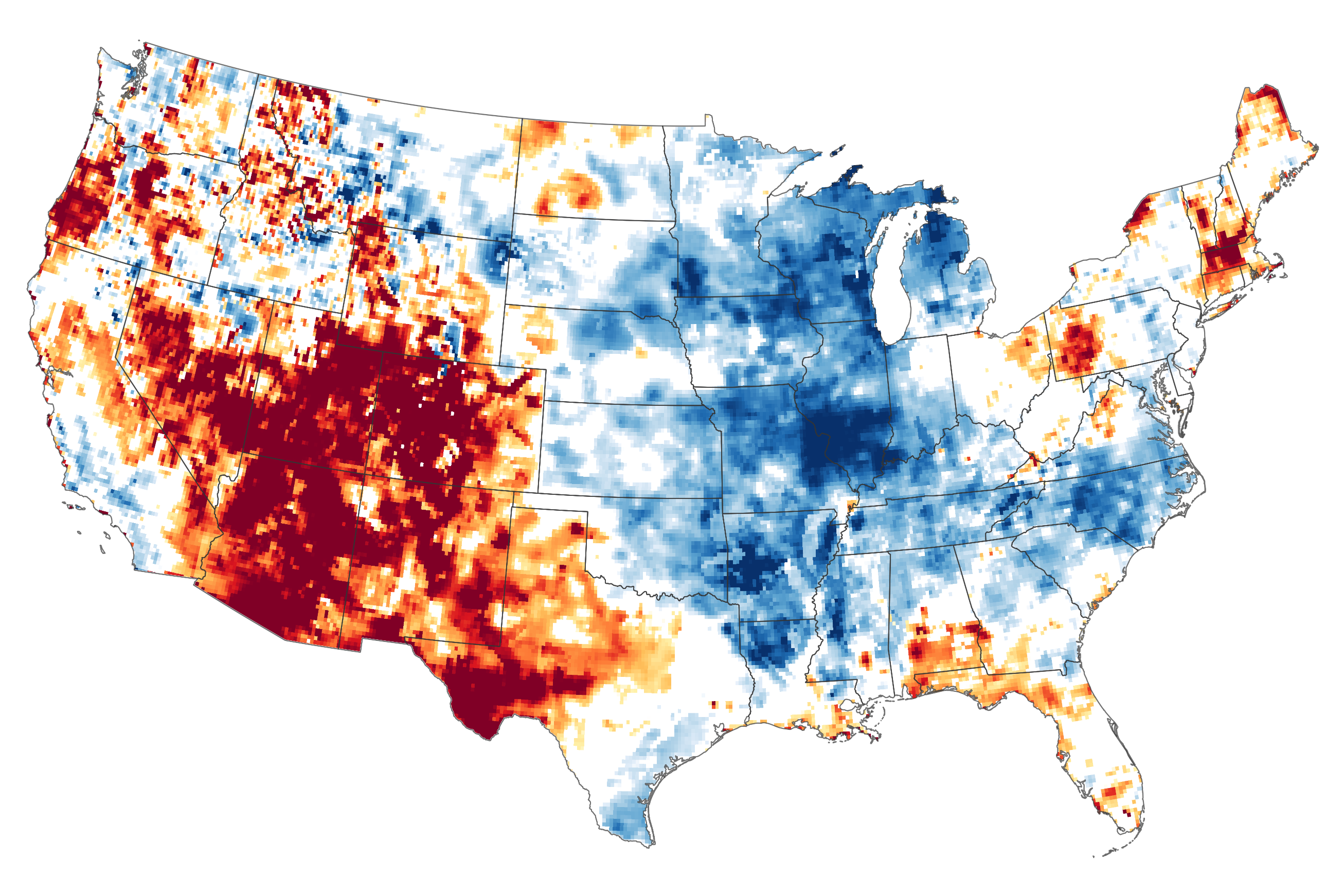 GRACE-FO USA groundwater drought (2020). \textit{Credit: NASA Earth Observatory/Joshua Stevens.